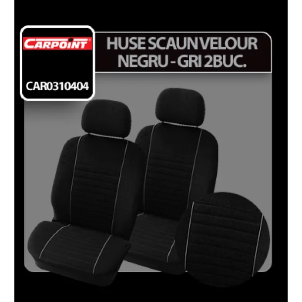 Carpoint Velours, front seat covers 2pcs - Black/Grey