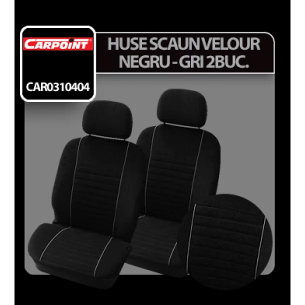 Huse scaun fata Velours Carpoint 2buc - Negru/Gri