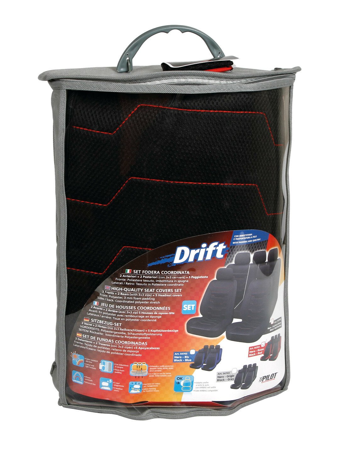 Drift, high-quality seat cover set 9pcs - Red/Black thumb