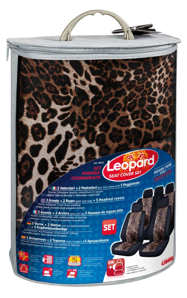 Leopard seat cover set 9pcs thumb