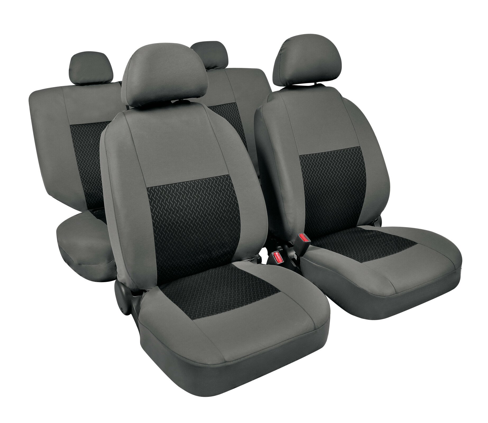 Linear, high-quality jacquard seat cover set - Grey thumb