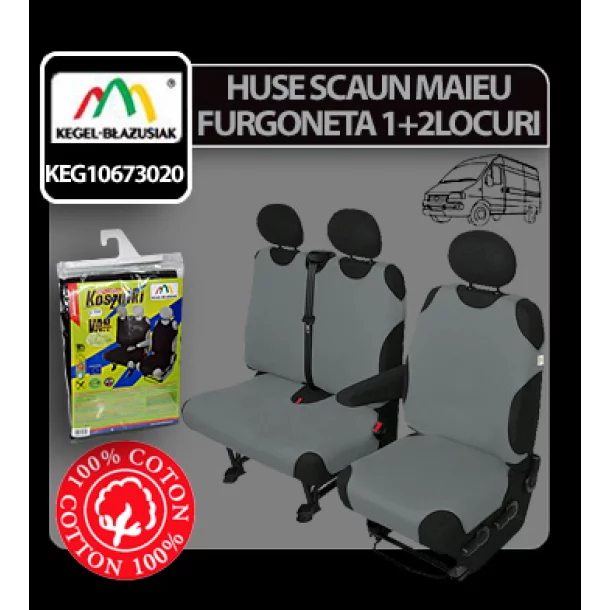 Huse scaun maieu furgoneta de transport Kegel 1+2Locuri - Gri