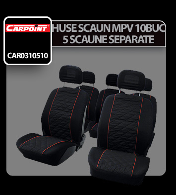 Huse scaun MPV Carpoint 10buc - Negru/Rosu thumb