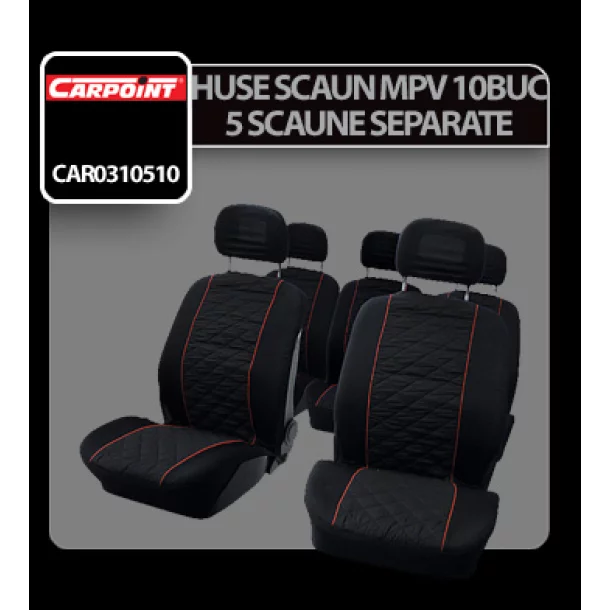 Carpoint MPV seat covers 10pcs - Black/Red