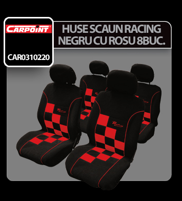 Seatcover set 8 pcs 'Racing' red airbag thumb
