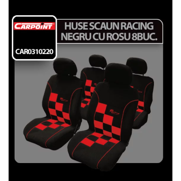 Seatcover set 8 pcs &#039;Racing&#039; red airbag