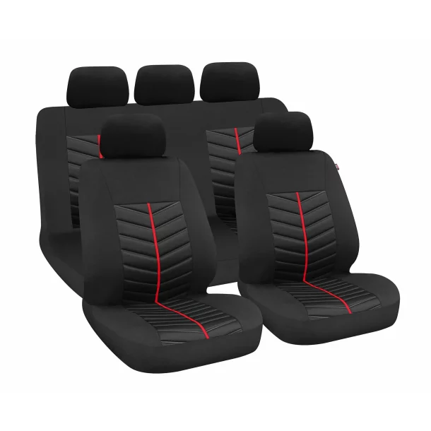 Rapid, seat cover set 9pcs - Red/Black