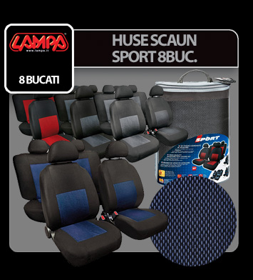 Huse scaun Sport 8buc jacquard high-quality - Albastru/Negru thumb