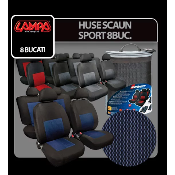 Huse scaun Sport 8buc jacquard high-quality - Gri/Negru