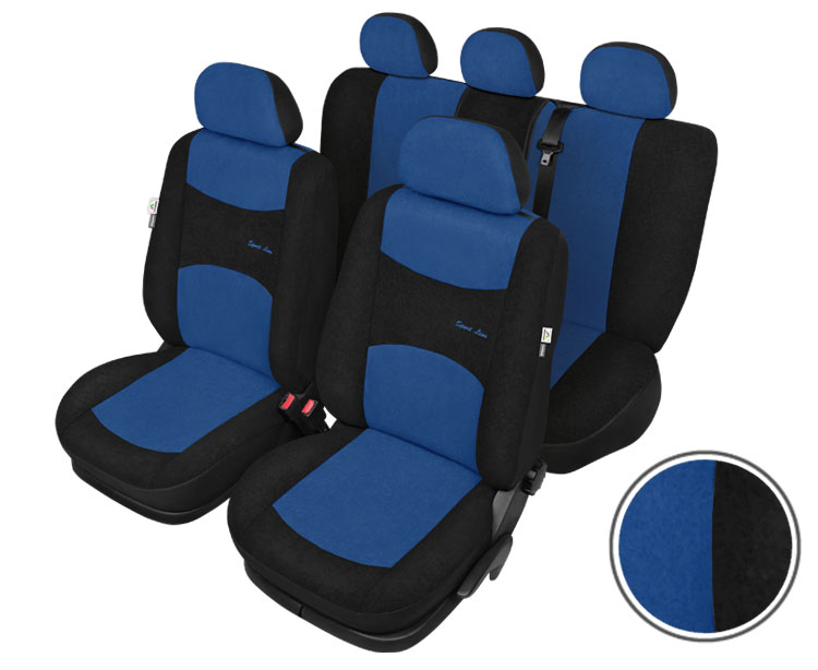 Sport Line+ Super L seat covers 9pcs - Black/Blue thumb
