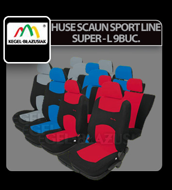 Huse scaun Sport Line+ Super L 9buc - Negru/Albastru thumb
