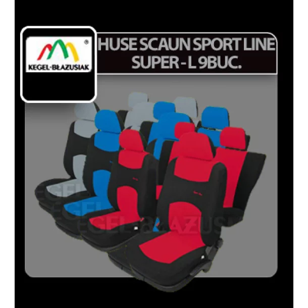 Huse scaun Sport Line+ Super L 9buc - Negru/Albastru