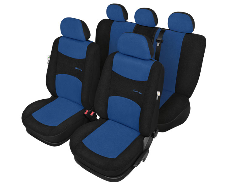 Sport Line+ Super L seat covers 9pcs - Black/Blue thumb