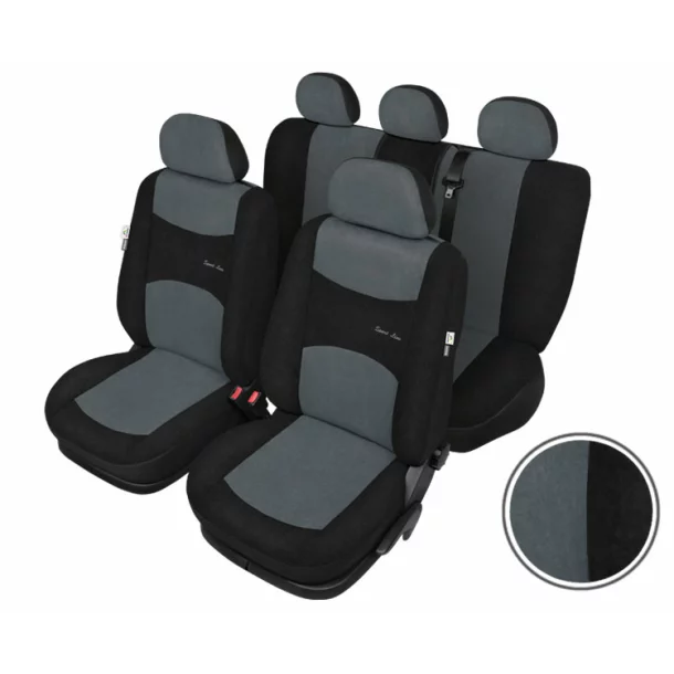 Sport Line+ Super L seat covers 9pcs - Black/Grey