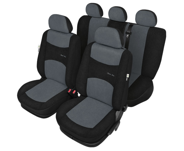 Sport Line+ Super L seat covers 9pcs - Black/Grey thumb