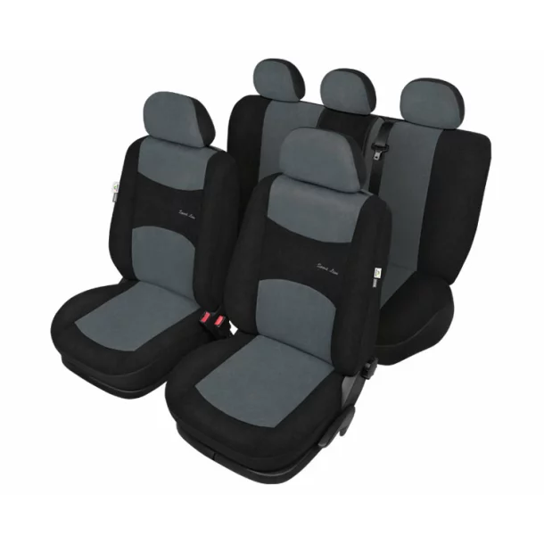 Sport Line+ Super L seat covers 9pcs - Black/Grey