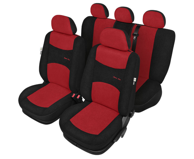 Sport Line+ Super L seat covers 9pcs - Black/Red thumb