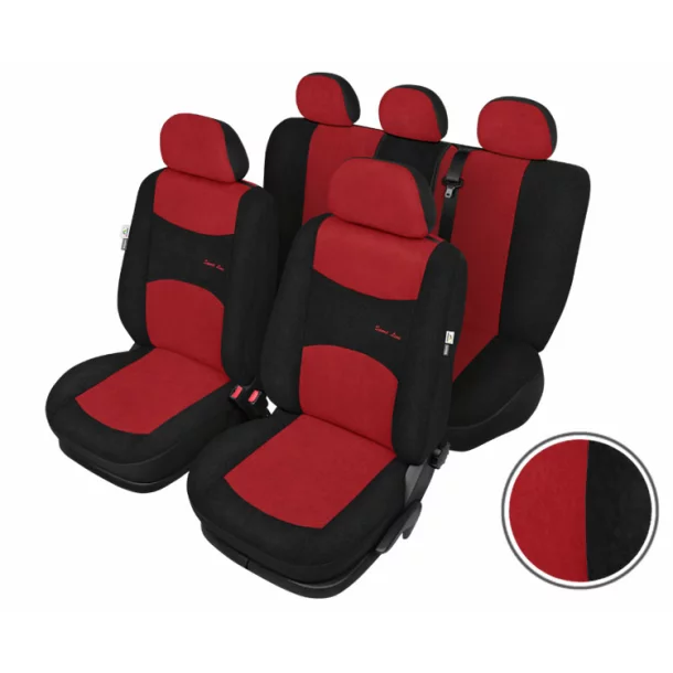 Sport Line+ Super L seat covers 9pcs - Black/Red