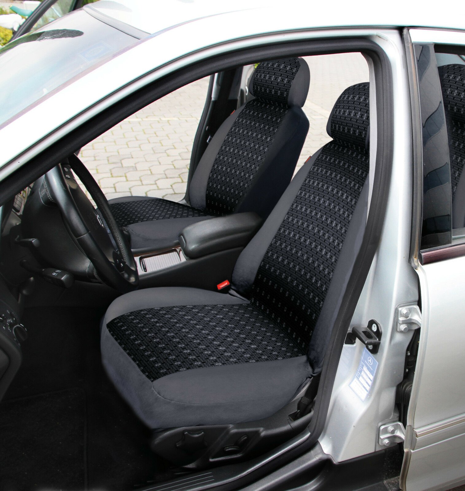 Square high-quality jacquard seat cover set 9pcs - Anthracite thumb