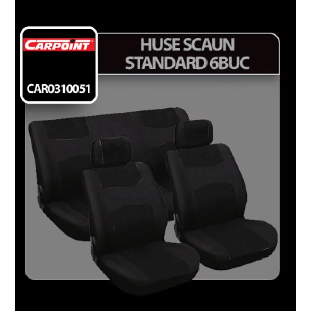 Huse scaun Standard 6buc Carpoint - Negru