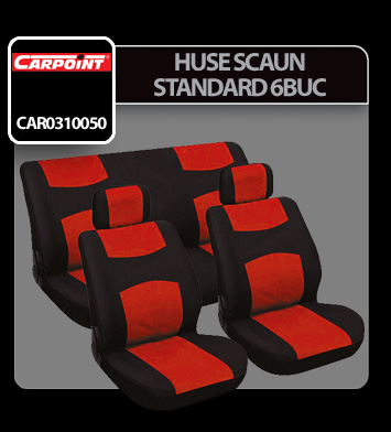Huse scaun Standard 6buc Carpoint - Negru/Rosu thumb