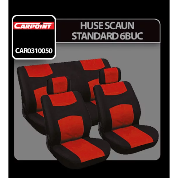 Huse scaun Standard 6buc Carpoint - Negru/Rosu