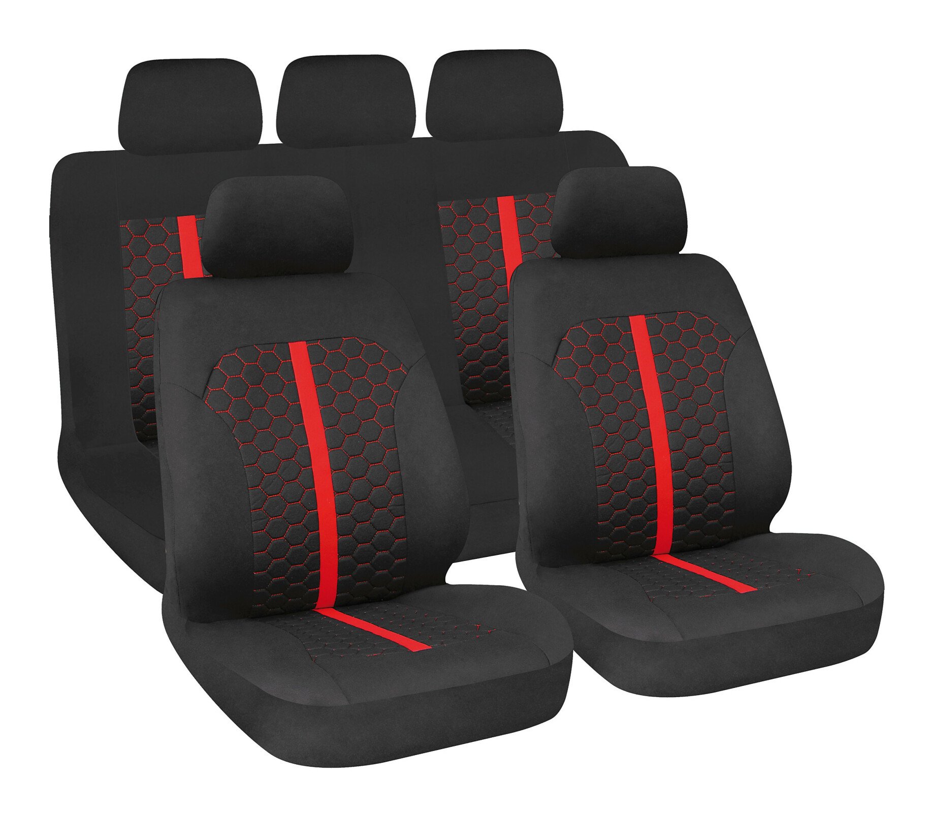 Stinger, seat cover set 9pcs - Red/Black thumb