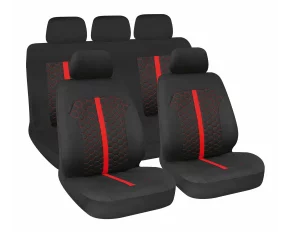 Stinger, seat cover set 9pcs - Red/Black