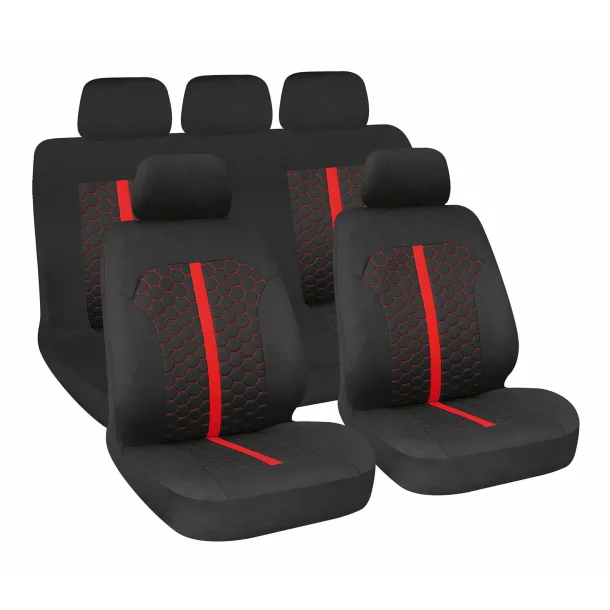 Stinger, seat cover set 9pcs - Red/Black