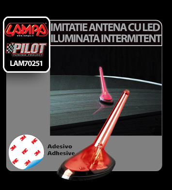 Imitatie antena iluminata intermitent cu LED - Rosu thumb