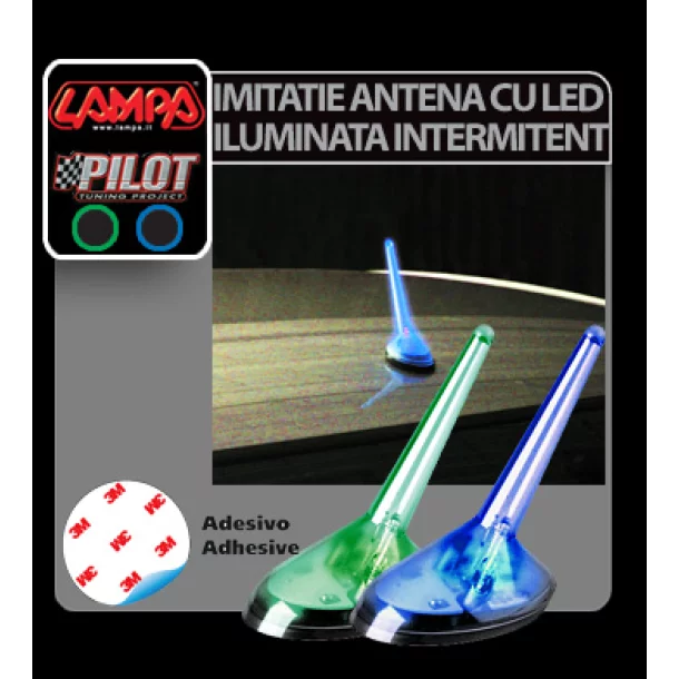 Imitatie antena iluminata intermitent cu LED - Verde