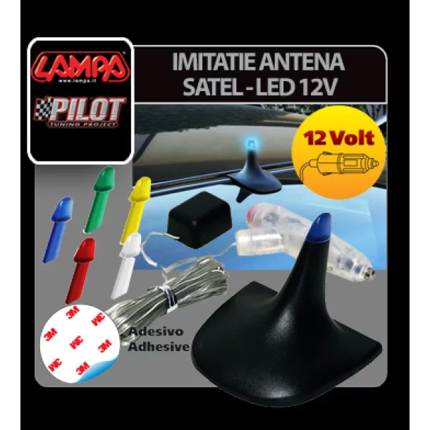 Satel antenna imitáció LED világítással 12V - 5 szín