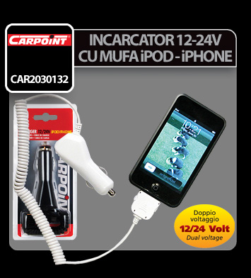 Incarcator 12-24V cu mufa iPOD si iPhone Carpoint thumb