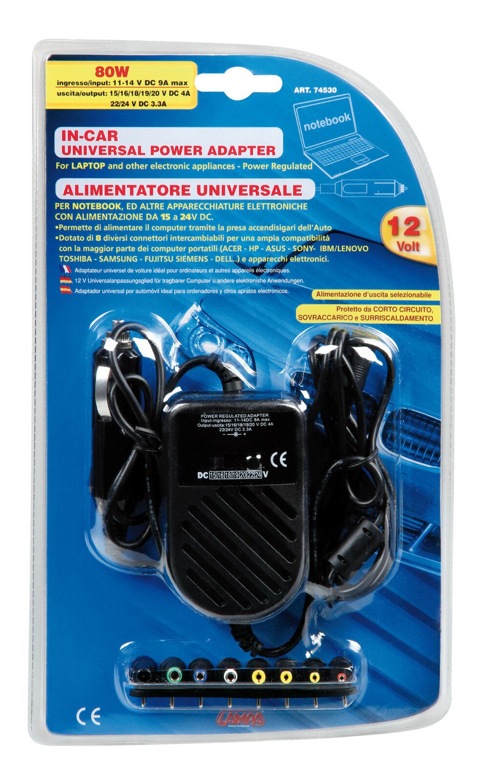 In-car universal power adapter 12V thumb