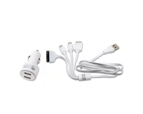 Incarcator auto dublu USB 12V 2100/1000mA cu cablu 4 in 1