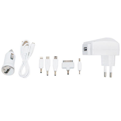 Car charger USB 12/24V 700mA with 6 in 1 cable thumb