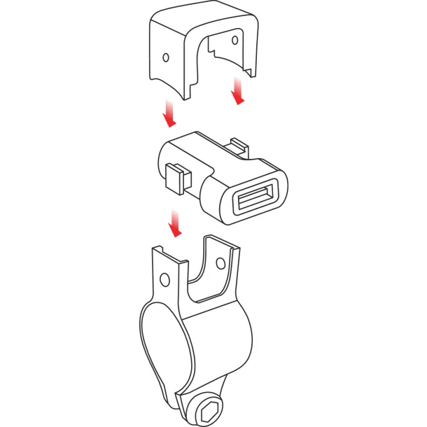 Usb-Fix Tube, Usb charger with handlebar fixing and fork connectors - Fast Charge - 3000 mA - 12/24V