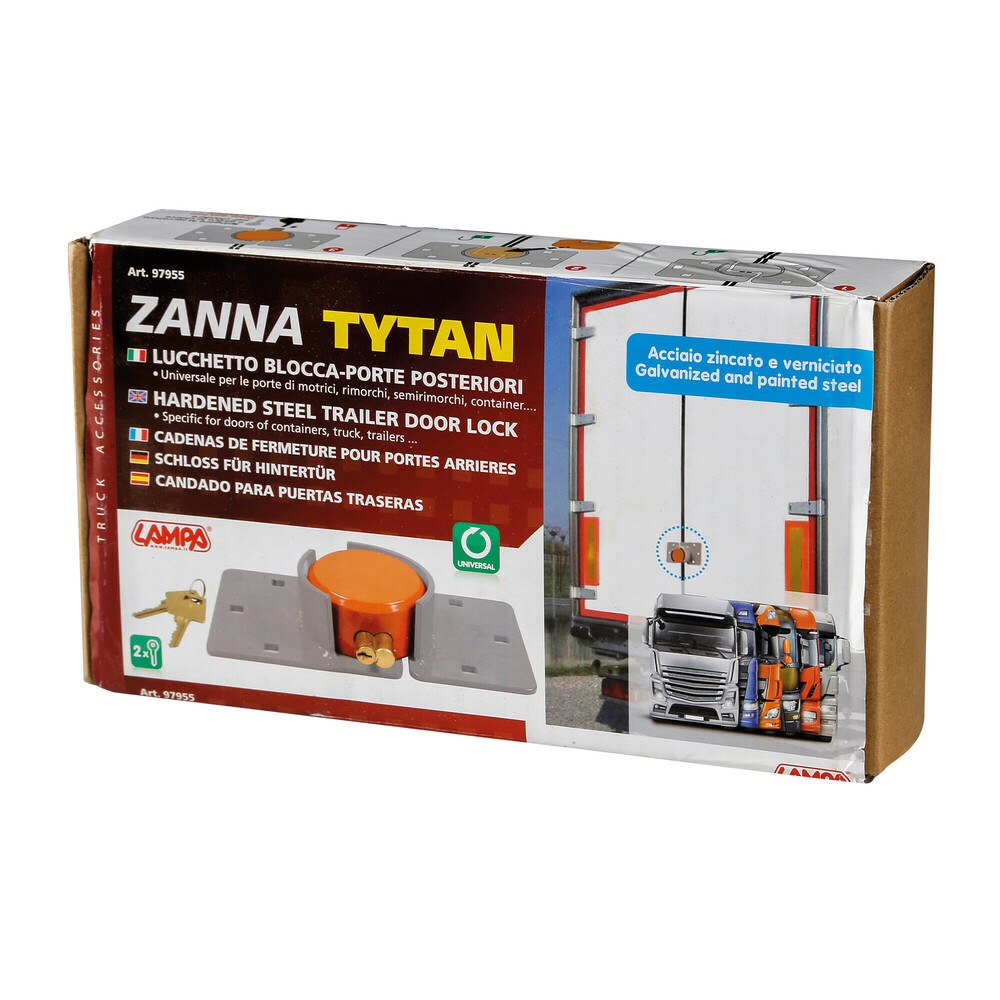 Zanna Tytan, hardened steel trailer door lock thumb