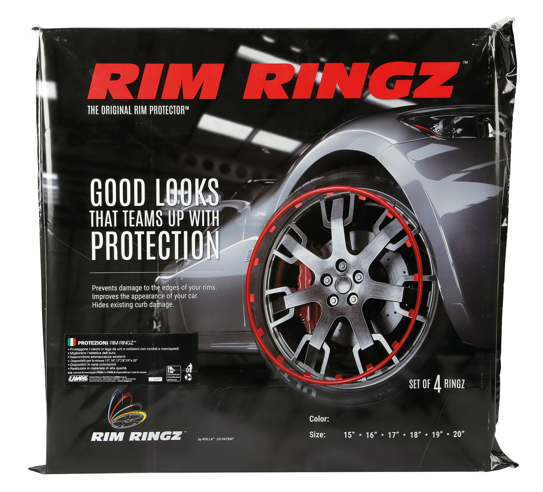Rim Ringz, Set of 4 wheel protections - Red - 15'' - Resealed thumb