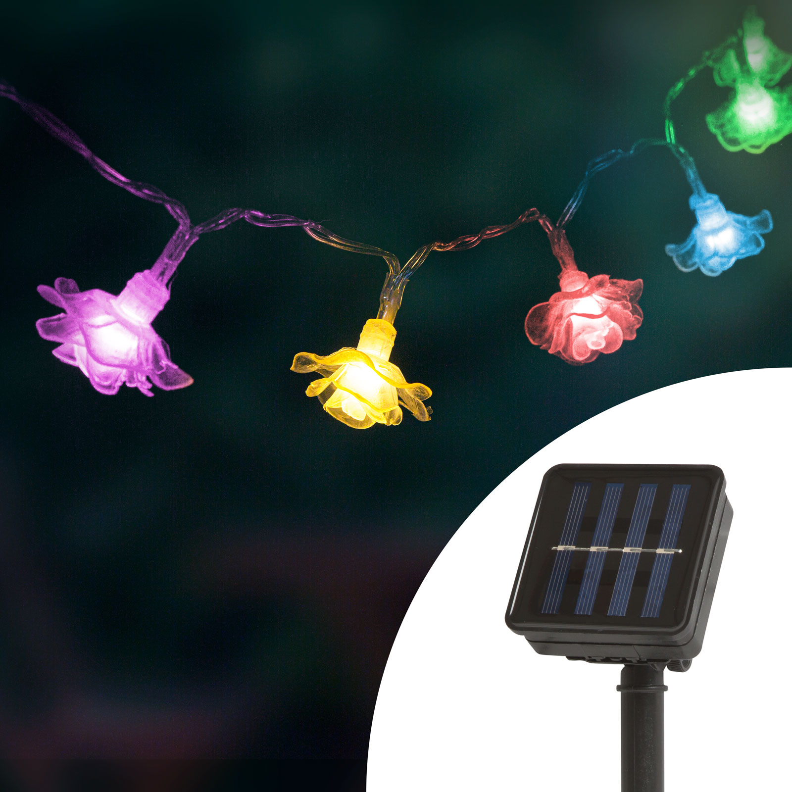 Instalație de pom cu încărcare solară LED - floare - 2,3 m - 20 LED - multicolore thumb