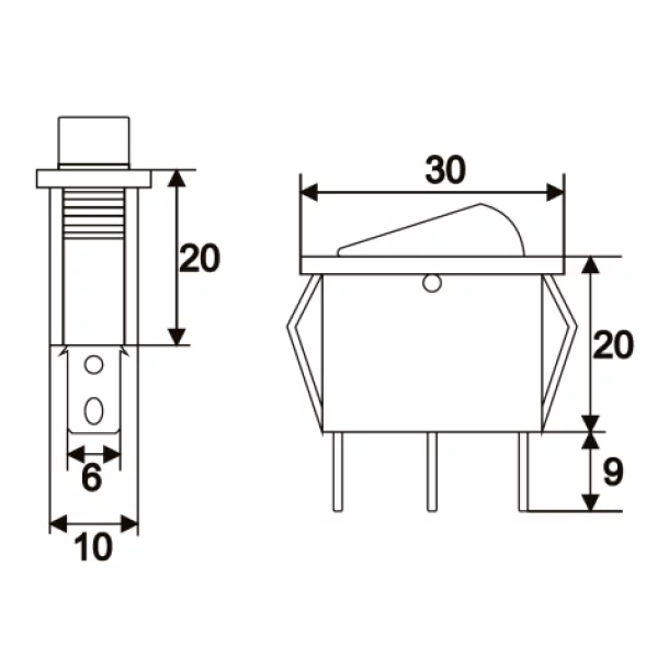 Interupator basculant 1 circuit 10A-250V OFF-ON, lumini de albastru