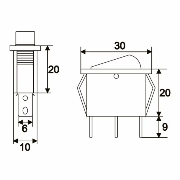 Interupator basculant 1 circuit 10A-250V OFF-ON lumini de galben