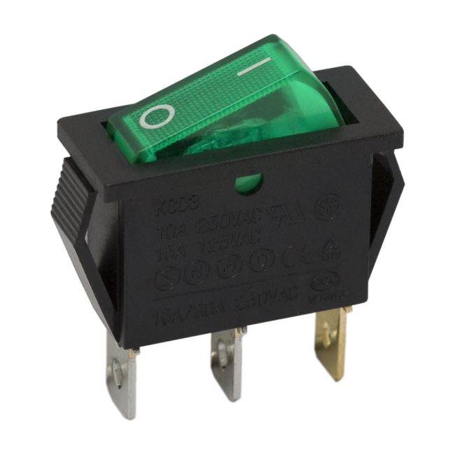 Interupator basculant 1 circuit 10A-250V OFF-ON lumini de verde thumb