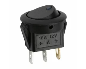 Interupator basculant 1 circuit 16A-12VDC OFF-ON, cu LED albastru