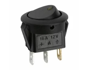 Interupator basculant 1 circuit 16A-12VDC OFF-ON, cu LED galben