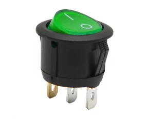 Interupator basculant, 1 circuit, 6A-250V ON-OFF, lumina verde