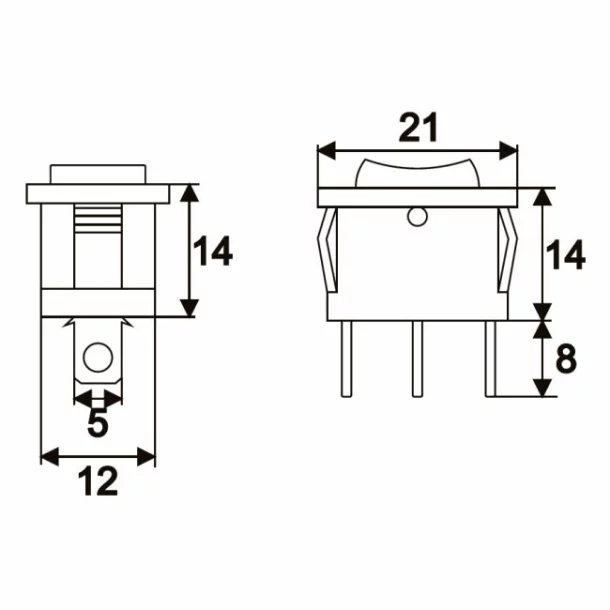 Interupator basculant 1 circuit 6A-250V ON-OFF-ON marcaj I-O-II