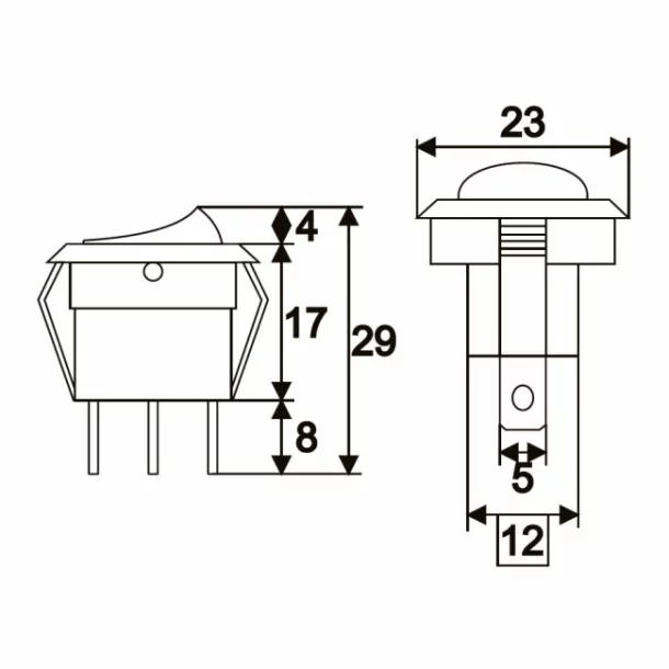 Interupator basculant1 circuit16A-12VDCOFF-ONcu LED verde