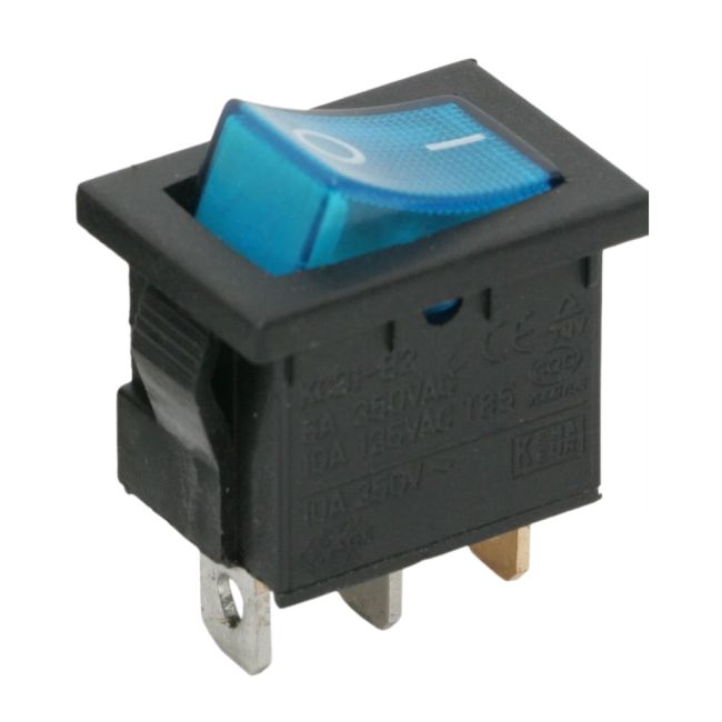 Intrerupator basculant, 1 circuit, 6A-250V, OFF-ON, iluminare albastr,a thumb