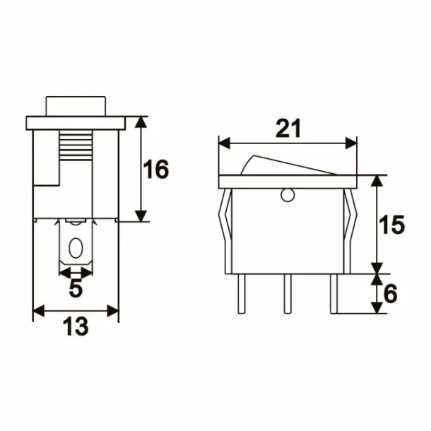 Intrerupator basculant, 1 circuit, 6A-250V, OFF-ON, iluminare albastr,a